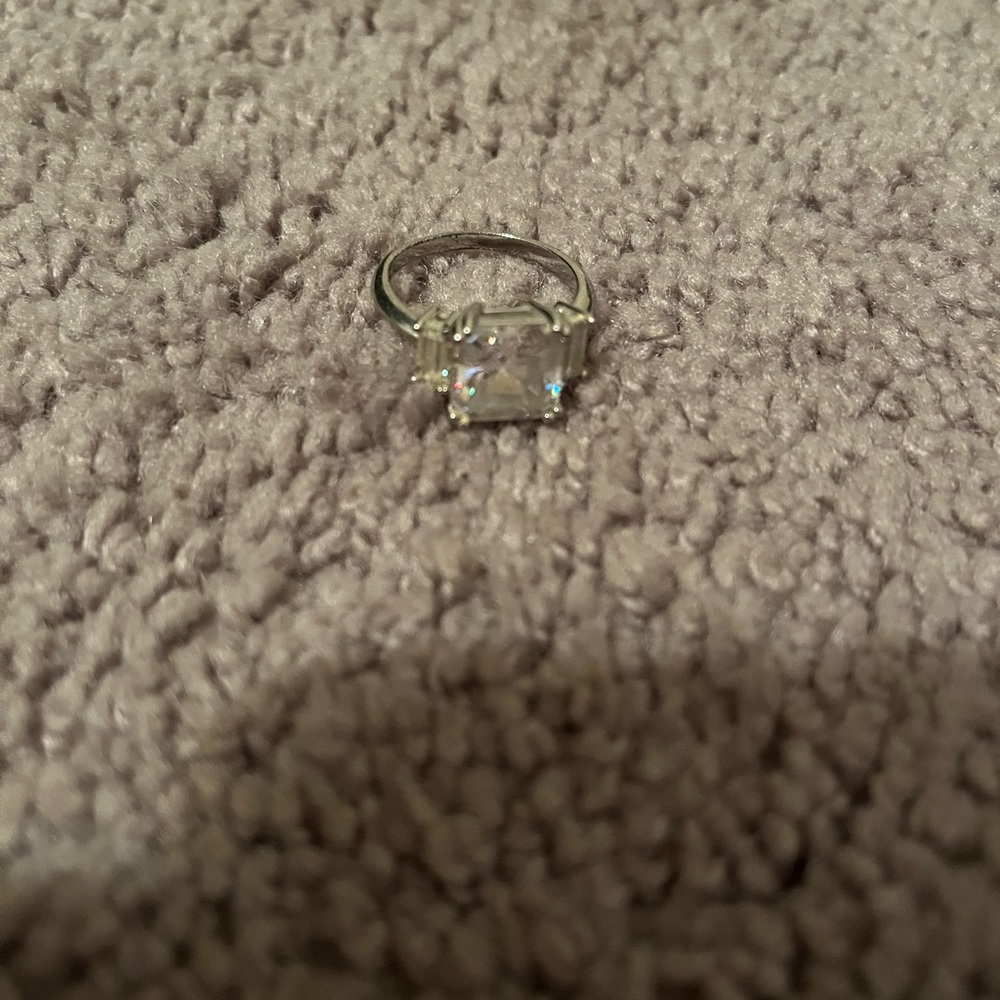 Silver and diamond ring